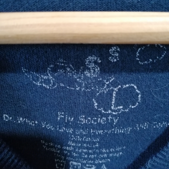 Fly Society Script T-shirt Tee Navy Large - Picture 7 of 7